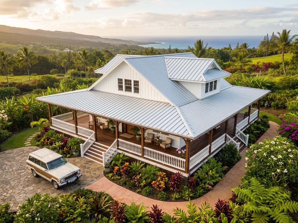 Completed plantation style home on Maui